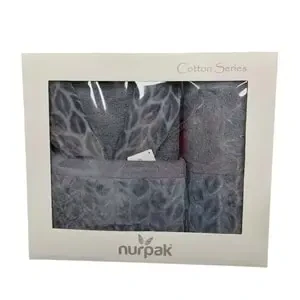 Nurpak Tek Kişilik Bornoz Seti Şalyaka-Hazal Antrasit (Beden XL-XXL) - 2