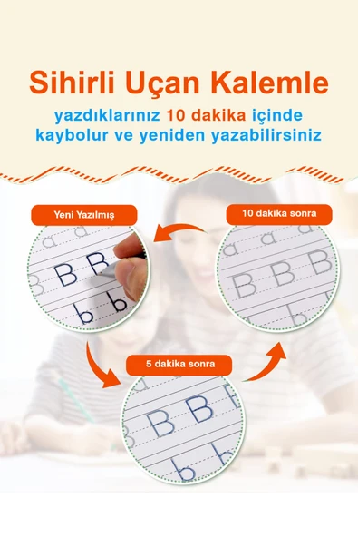Alfabe Yazı Kitabı Sihirli Uçan Kalemli Oluklu (KABARTMALI) | Yazmayı Kolayca Öğreten Kitap - 5