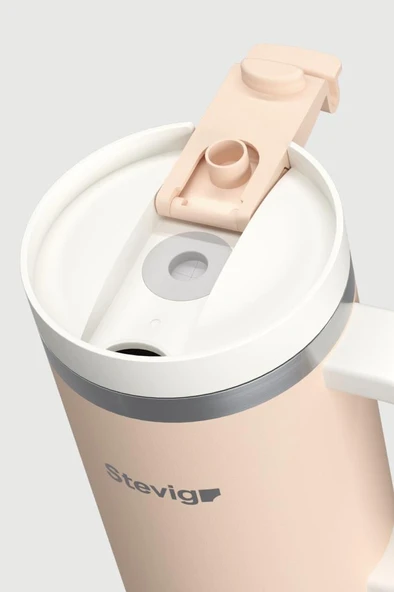 Stevig 2 Moods Tuck-in Tumbler Sızdırmaz Çelik Termos 900 ML Bisque ST-239 - Resim 3