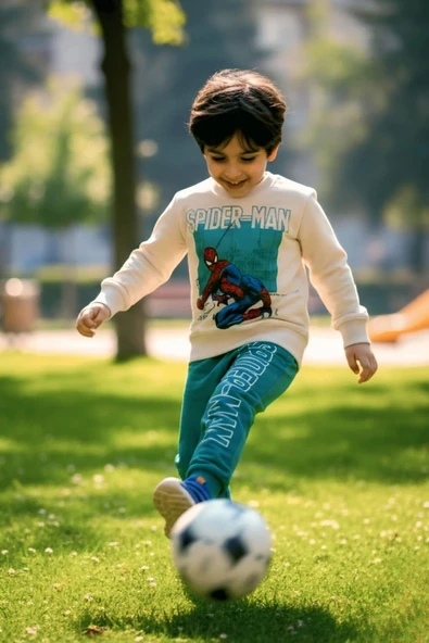 Örümcek Adam Yeşil Renk Erkek Çocuk Eşofman Takım - Resim 3