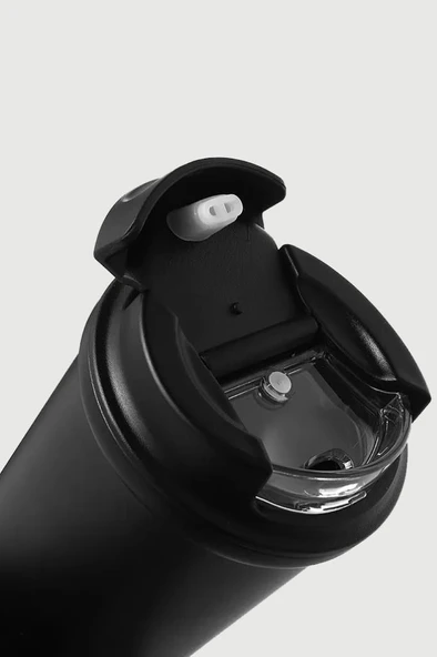 Stevig 4 Work Flip Open Coffee Mug Çelik Termos 400 ML Black ST-250 - Resim 3