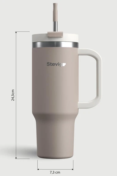 Stevig 2 Moods Tuck-in Tumbler Sızdırmaz Çelik Termos 900 ML Pure Cashmere ST-243 - Resim 7