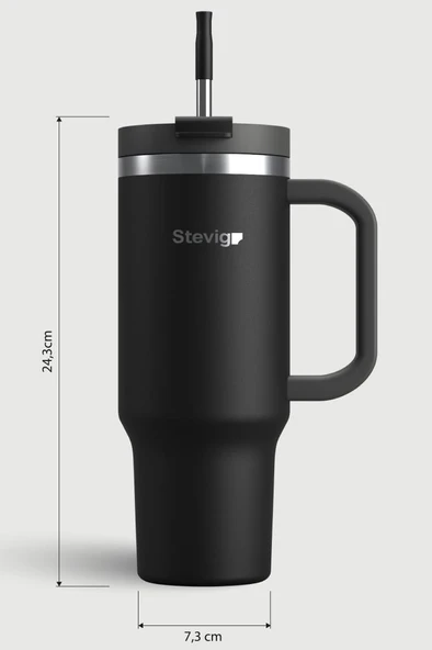 Stevig 2 Moods Tuck-in Tumbler Sızdırmaz Çelik Termos 900 ML Black ST-236 - Resim 7