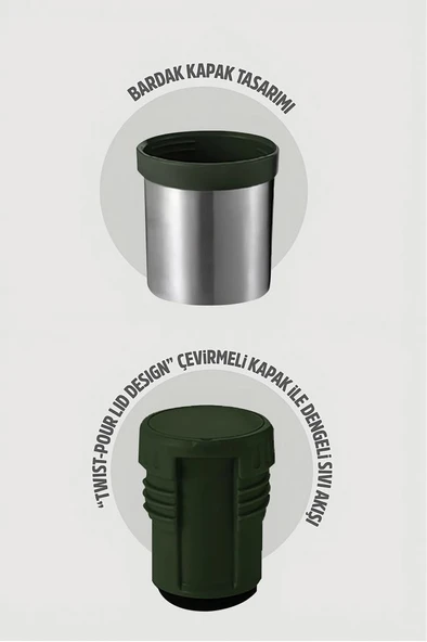 Stevig 1 Camper Klasik Kulplu Sızdırmaz Çelik Termos 1.2 LT ST-254 - Resim 5