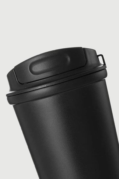 Stevig 4 Work Flip Open Coffee Mug Çelik Termos 400 ML Black ST-250 - Resim 4
