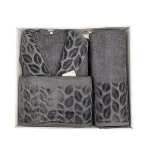 Nurpak Tek Kişilik Bornoz Seti Şalyaka-Hazal Antrasit (Beden XL-XXL) - 3