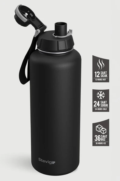 Stevig 1 Hand Leak-Proof Sızdırmaz Çelik Termos 1500 ML Black ST-235 - Resim 2
