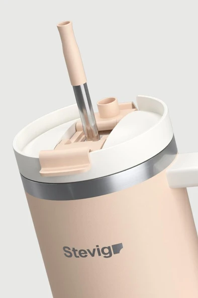 Stevig 2 Moods Tuck-in Tumbler Sızdırmaz Çelik Termos 900 ML Bisque ST-239 - Resim 4