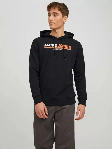 Jack&jones 12219814 Kapsonlu Erkek Sweat - Siyah - 1