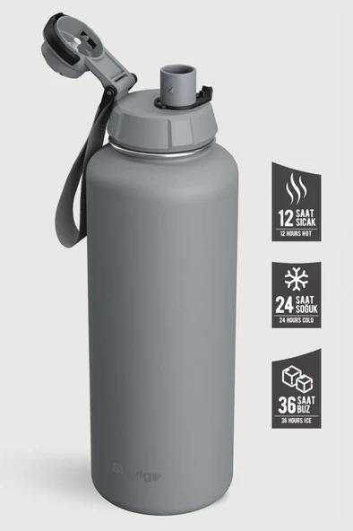 Stevig 1 Hand Leak-Proof Sızdırmaz Çelik Termos 1500 ML Grey ST-253 - Resim 2