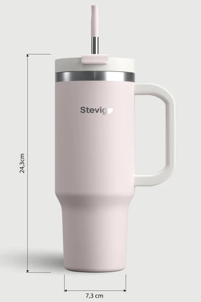 Stevig 2 Moods Tuck-in Tumbler Sızdırmaz Çelik Termos 900 ML Petal Pink ST-241 - Resim 7