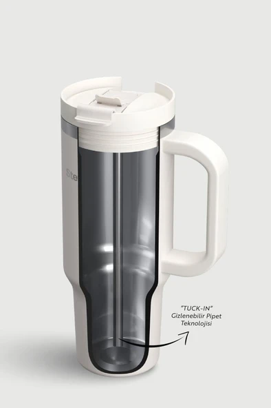 Stevig 2 Moods Tuck-in Tumbler Sızdırmaz Çelik Termos 900 ML White Sand ST-242 - Resim 5