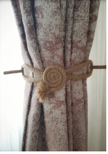 Fon Perde Aksesuarı Braçol Tül Perde Tutacağı Perde Süsü Spiral Jüt Halat Estetiği ürün görseli 1
