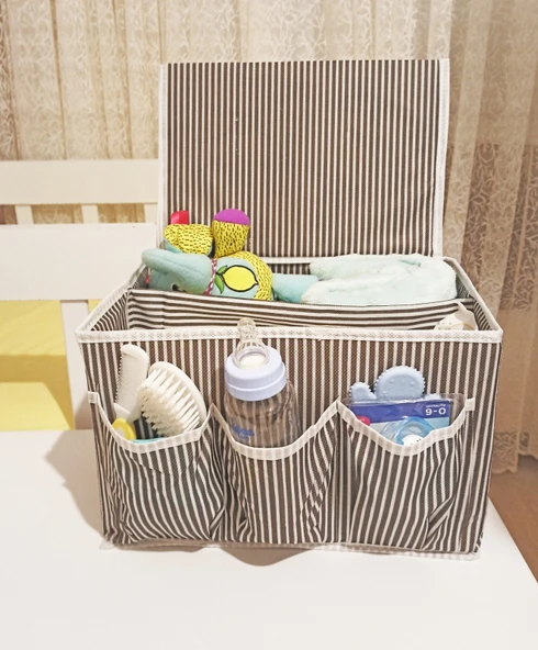 Bebek Beşik Başucu Düzenleyici Kapaklı 5 Bölmeli Organizer ürün görseli 1