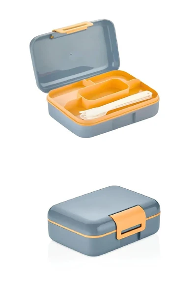 Meyve Suyu Bölmeli Tabaklı Beslenme Kabı Diyet Kabı Çatal Kaşık Dahildir - 2