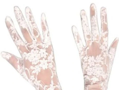 Dantelli Gelin Eldiveni  Beyaz Kısa