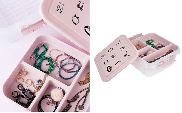 Bijuteri Mücevher Kutusu  Çok Amaçlı Bölmeli Takı Saklama Kutusu ürün görseli
