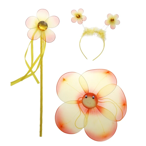 Çiçekli Kanat Seti 3 Parça Sarı