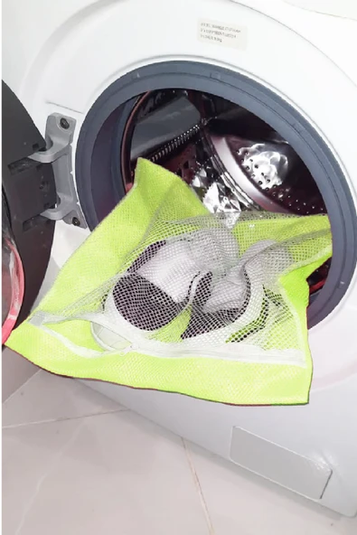 Sarı Fermuarlı  Hassas Çamaşır Terlik  Ayakkabı Yıkama Filesi Büyük Boy