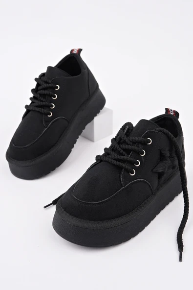 Muggo TRUNKS Kalın Taban Bağcıklı Yıldız Detaylı Çocuk Kışlık Sneaker Spor Ayakkabı - 6