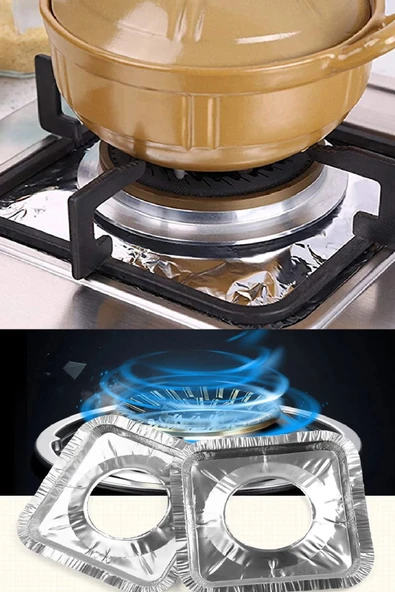 20 Adet Ocak Üstü Koruyucu Leke Önleyici Isıya Dayanıklı Yıkanabilir Ocak Gözü Izgara Koruyucu Fo - 2