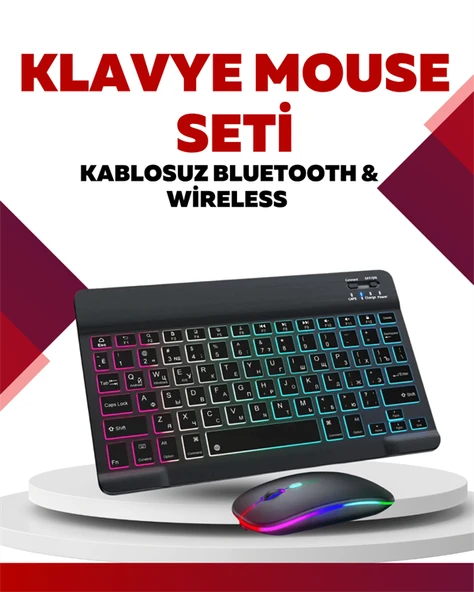 Bluetooth 5.3 Destekli Şarjlı Taşınabilir Klavye + Mouse Kombinasyonu - 2