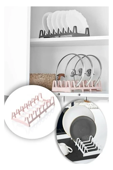 Tencere Kapağı Organizeri  6 Bölmeli Tencere Kapak Rafı