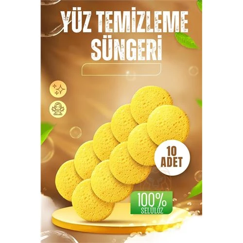 Makyaj Temizlik Pedi Cilt Temizlik Süngeri Doğal Selülöz 10 ADET ürün görseli