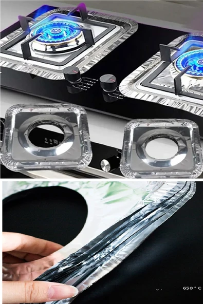 20 Adet Ocak Üstü Koruyucu Leke Önleyici Isıya Dayanıklı Yıkanabilir Ocak Gözü Izgara Koruyucu Fo