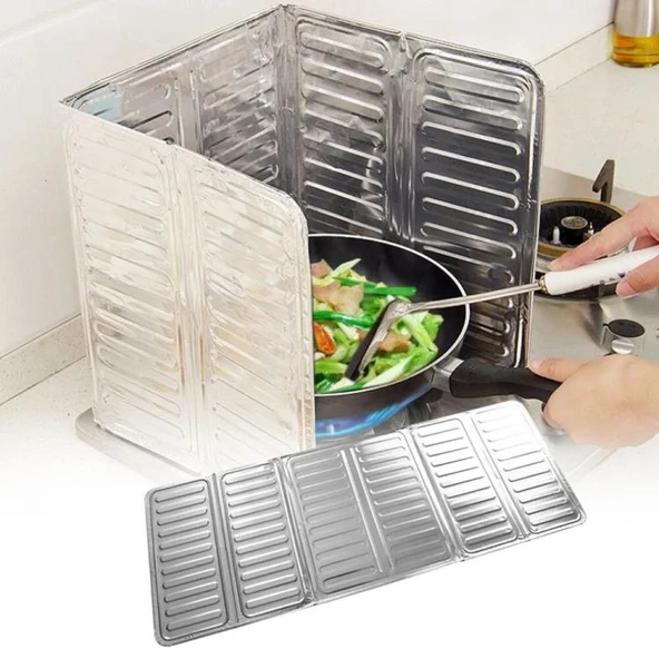 Ocak Yağ Sıçrama Koruyucu Katlanır Alüminyum Levha Kolay Silinir Piknik Tüpü Rüzgar Önleyici Panel