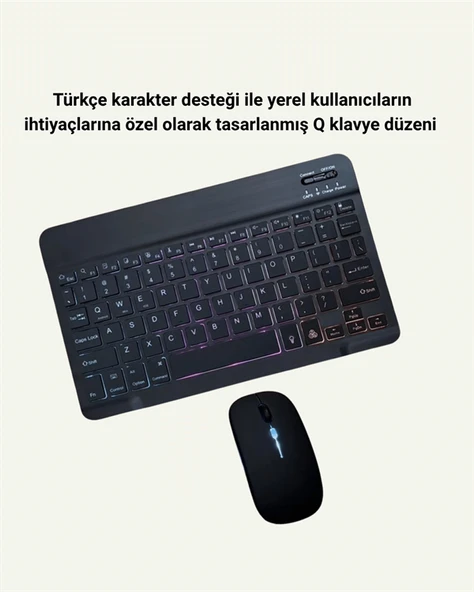 Tüm Cihazlarla Uyumlu RGB Işıklı Kablosuz Klavye ve Mouse Seti - 3