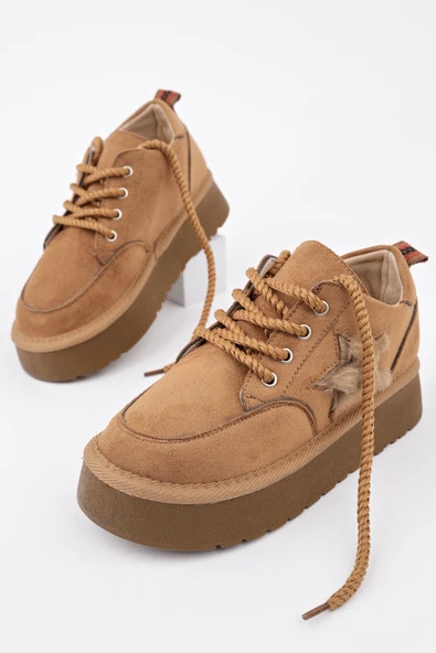 Muggo TRUNKS Kalın Taban Bağcıklı Yıldız Detaylı Çocuk Kışlık Sneaker Spor Ayakkabı - 7