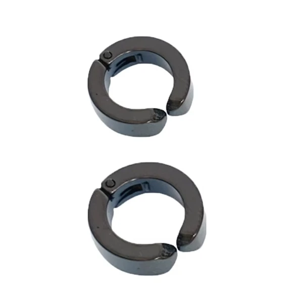 Erkek Küpesi  2 Adet Siyah Çelik Kıstırmalı Küpe Paslanmaz Atmaz Çelik Siyah Küpe ürün görseli