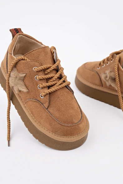 Muggo TRUNKS Kalın Taban Bağcıklı Yıldız Detaylı Çocuk Kışlık Sneaker Spor Ayakkabı - 8