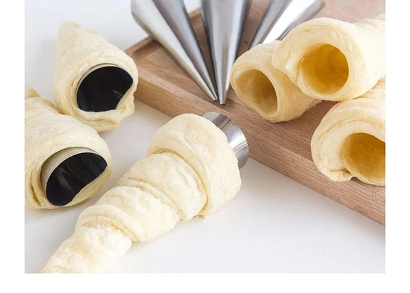 Kornet Kurabiye Şekil Verici  Paslanmaz  Korneo Kalıbı 6 lı ürün görseli 1