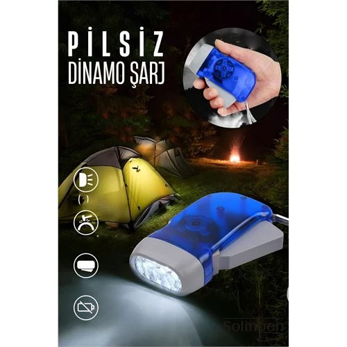 Kendinden Dinamo Şarjlı Pilsiz Acil Durum El Feneri Manuel Şarjlı El Feneri ürün görseli