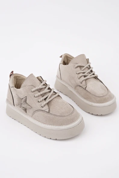 Muggo TRUNKS Kalın Taban Bağcıklı Yıldız Detaylı Çocuk Kışlık Sneaker Spor Ayakkabı - 2