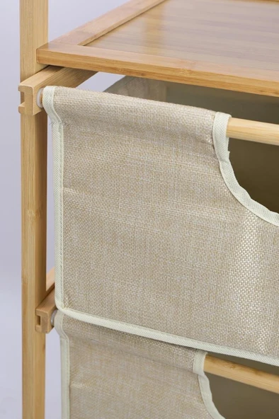 Digithome Bambu 2 Raflı 2 Çekmeceli Banyo Düzenleyici Çekmeceli Dolap Komodin DB-0045 - 7