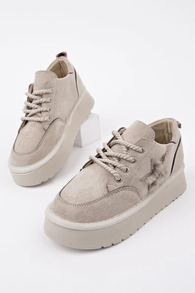 Muggo TRUNKS Kalın Taban Bağcıklı Yıldız Detaylı Çocuk Kışlık Sneaker Spor Ayakkabı - 3