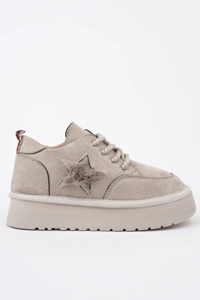 Muggo TRUNKS Kalın Taban Bağcıklı Yıldız Detaylı Çocuk Kışlık Sneaker Spor Ayakkabı - 1