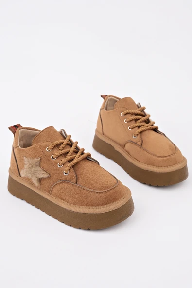 Muggo TRUNKS Kalın Taban Bağcıklı Yıldız Detaylı Çocuk Kışlık Sneaker Spor Ayakkabı - 9