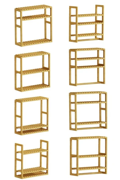 Digithome Bambu Mini 8 Form Organizer Mutfak ve Banyo Düzenleyici Askılı Duvar Rafı Havluluk DB-0028 - 5