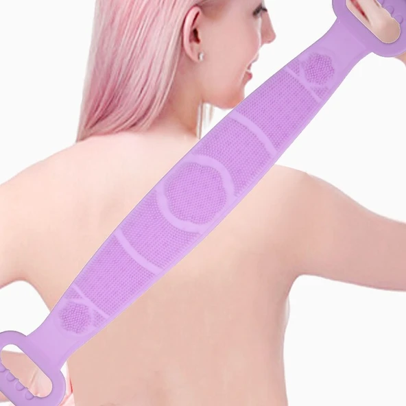 70 cm Çift Taraflı Sırt Kesesi Silikon Duş Kesesi  Peeling Banyo Kesesi