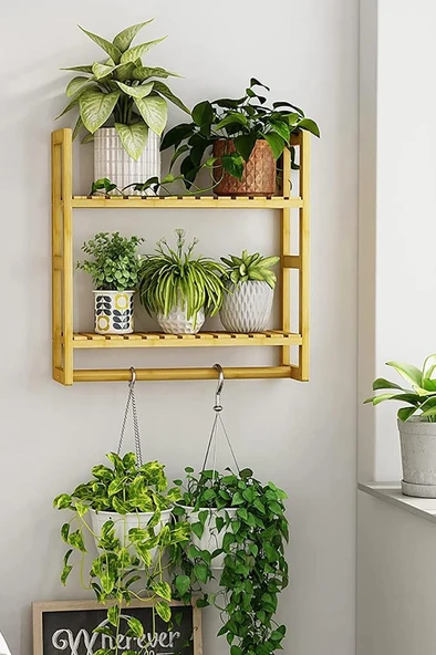 Digithome Bambu Mini 8 Form Organizer Mutfak ve Banyo Düzenleyici Askılı Duvar Rafı Havluluk DB-0028 - 3