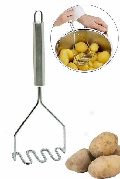 İnox Paslanmaz Metal Patates Ezici Püre Yapıcı 27 cm - Resim 2