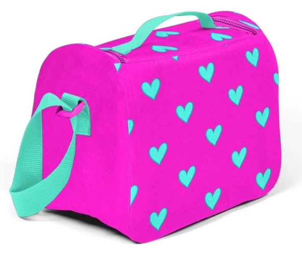 Coral High Pembe-Yeşil Kalpler Termoslu Beslenme Çantası - Kız Çocuk - Resim 2