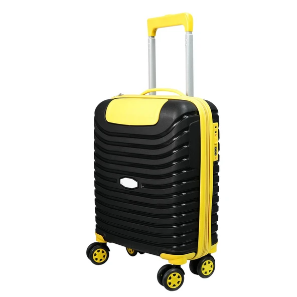 PP Underseat Küçük Boy Siyah-Sarı Valiz 46x34x19 cm | 4 Tekerlek | Şifreli Kilit ürün görseli