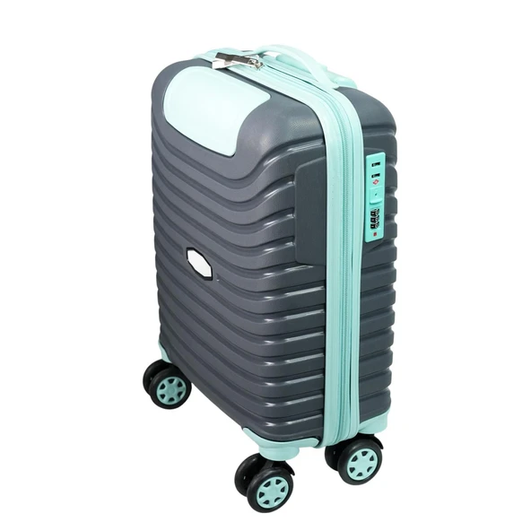 PP Underseat Küçük Boy Gri-Turkuaz Valiz 46x34x19 cm | 4 Tekerlek | Şifreli Kilit - Resim 3