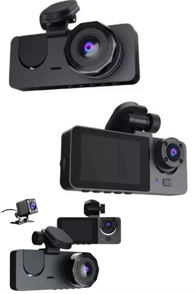 Yol Kayıt Araç Kamerası HD DVR 3 Kameralı 2.0in Ekranlı Ön İç Arka - Resim 4