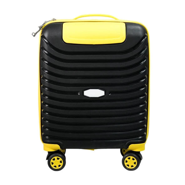 PP Underseat Küçük Boy Siyah-Sarı Valiz 46x34x19 cm | 4 Tekerlek | Şifreli Kilit - Resim 2